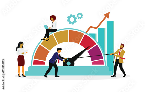 Teamwork and Progress A Flat Illustration Depicting Collaborative Effort Towards Business Growth and Achievement