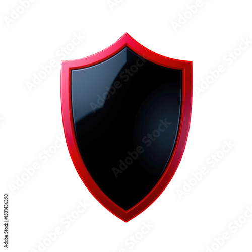 Glossy Red and Black Shield Icon Representation of Protection and Security Concepts in Digital Design