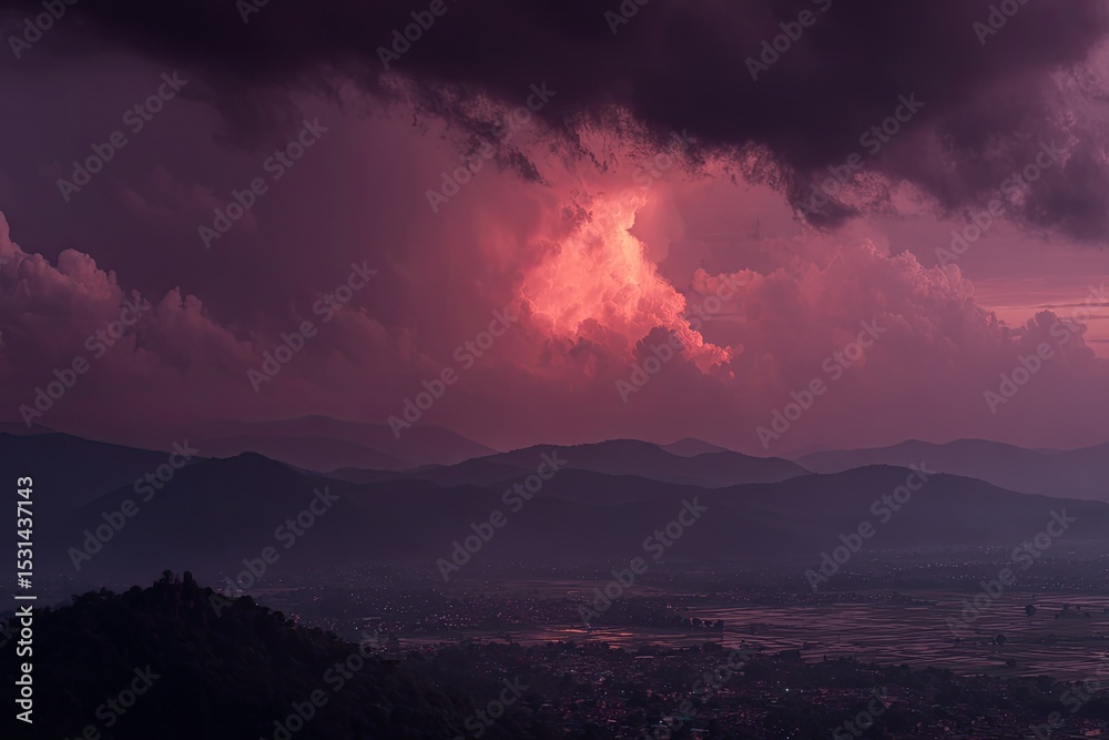 Fototapeta premium Dramatic twilight over mountains