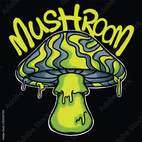 Psychedelic Mushroom for streetwear illustration