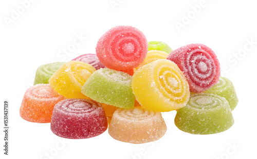 Assorted fruit jelly candy rolls sweet confectionery treat colorful dessert delicious sugar food snack sweets