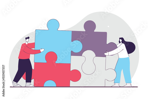 Rounded puzzle pieces representing diverse team members
