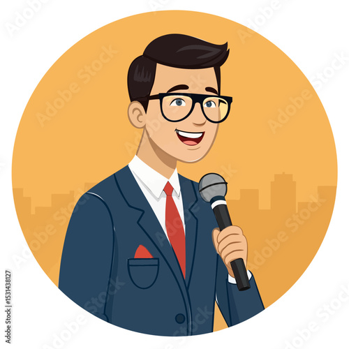Enthusiastic Speaker Hosting an Event