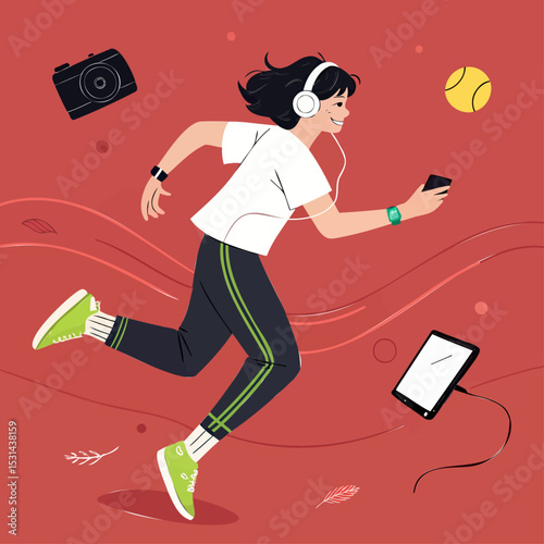 Dynamic Young Woman Embracing an Active Digital Lifestyle