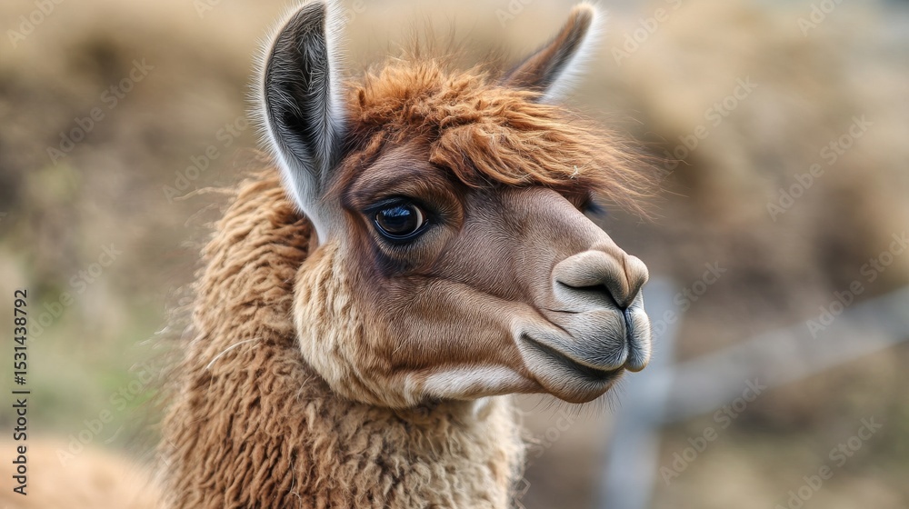 Obraz premium Close-up of soft brown llama fur texture