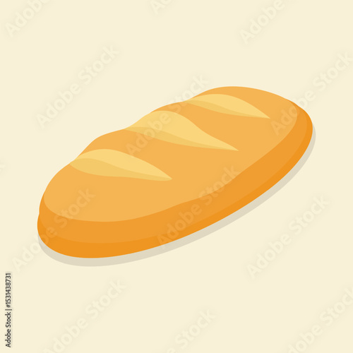 Delicious and crusty loaf of bread. Isometric flat vector illustration. Eps 10.