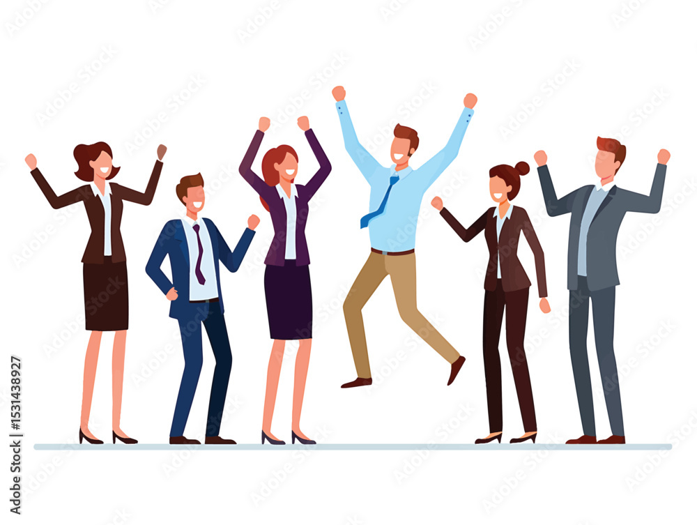 Fototapeta premium Celebrating Success A Team's Triumphant Victory Illustration