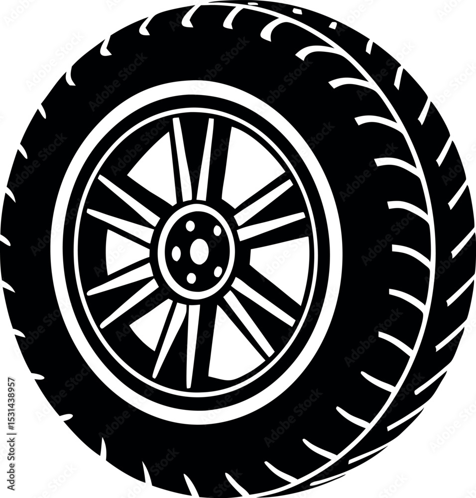 Fototapeta premium car wheel isolated on white background