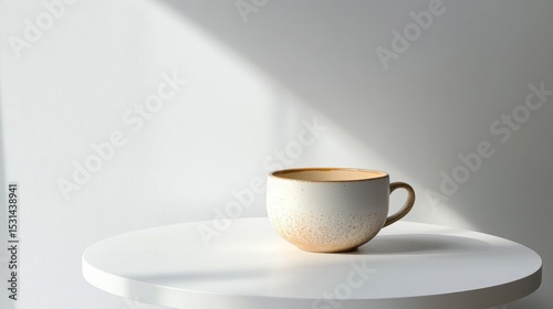 Wallpaper Mural Speckled White Mug in Sunlight on a White Table Torontodigital.ca