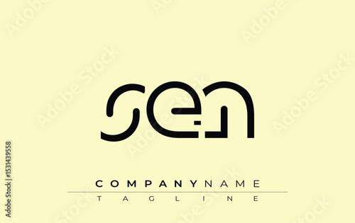 SEN abstract letter design. Modern Business Logo Design With Abstract Typography and Contemporary Style