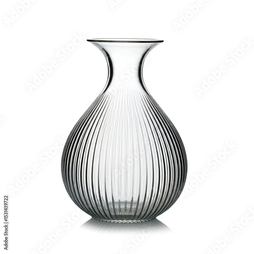 Beautiful glass transparent vase isolated on white background