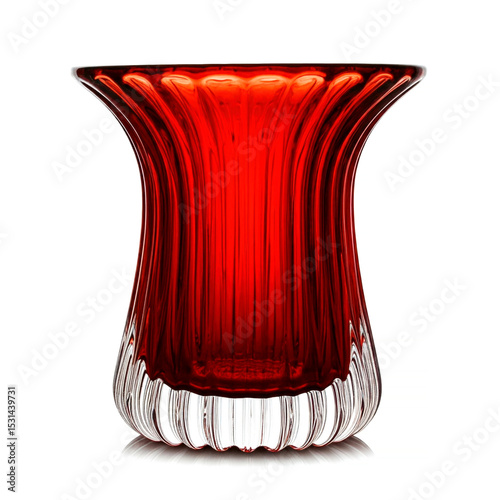 Beautiful glass red vase isolated on white background