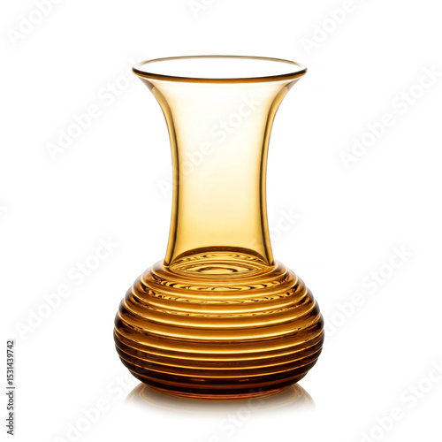 Beautiful glass orange vase isolated on white background