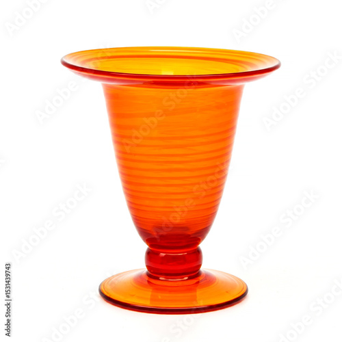 Beautiful glass orange vase isolated on white background