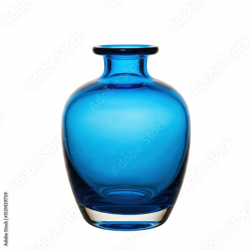 Beautiful glass blue vase isolated on white background