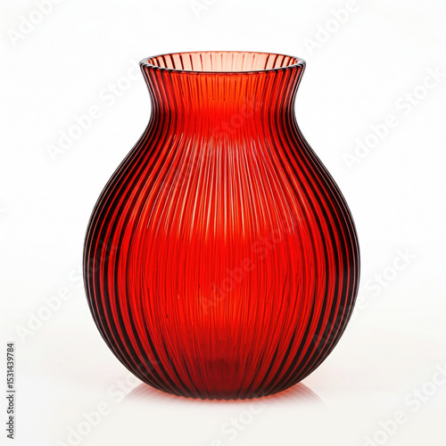 Beautiful glass red vase isolated on white background