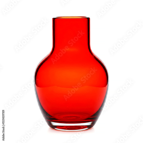 Beautiful glass red vase isolated on white background