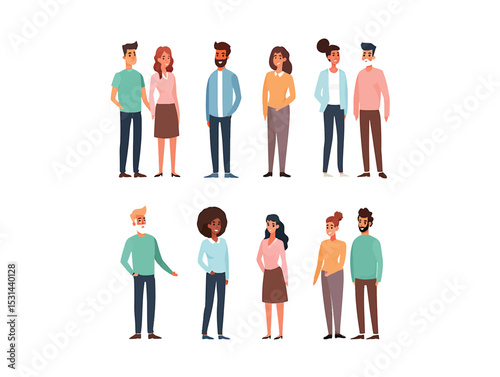 Diverse Group of People Illustrations of Men and Women