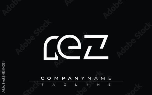 REZ abstract letter design. Modern Business Logo Design With Abstract Typography and Contemporary Style photo