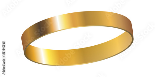 Golden Bangle On White Background, Antique Jewelry Vector Illustration.	