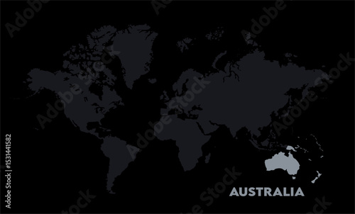 Vector world map with Australia-01, Map of Australia, highlighted on the world map, Australia on the world map, Satellite view, Australia location on the globe.