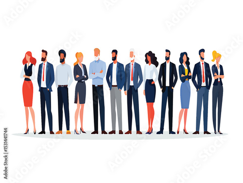 Diverse Business Team Collaboration, Success, and Teamwork Illustration