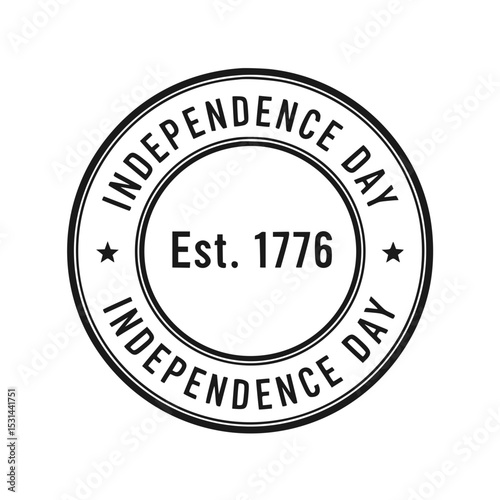 Independence Day circular stamp design with year established 1776  