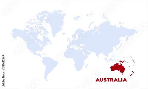 Watercolor world map with Australia-11, Map of Australia, highlighted on the world map, Australia on the world map, Satellite view, Australia location on the globe.