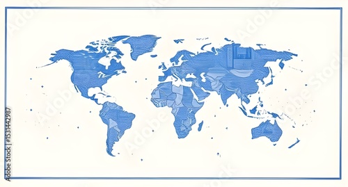 world map on blue background