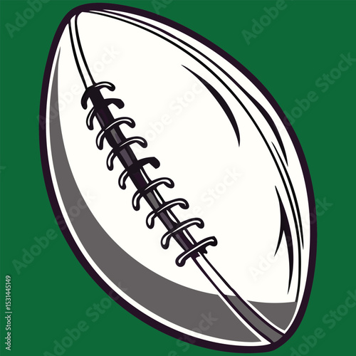 Stylized American Football Illustration with Brown Laces on a Green Background