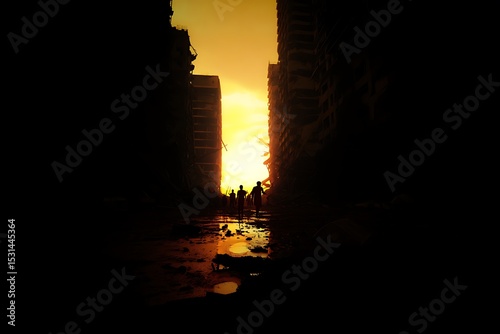 Hope amid destruction in desolate cityscape