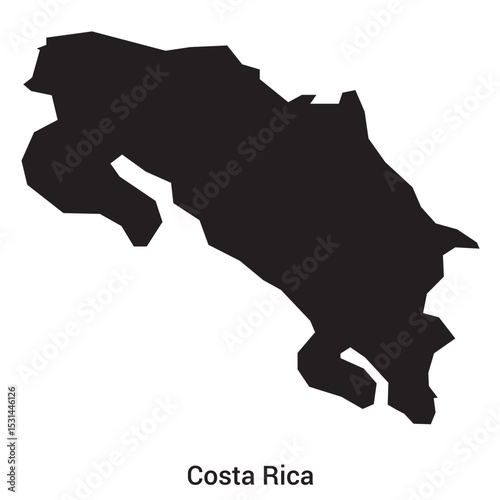 costa rica sillouette map vector isloated on a white background