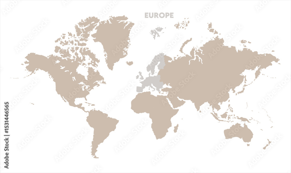Naklejka premium Economic map of Europe in world-05, Map of Europe, highlighted on the world map, Europe on the world map, Satellite view, Europe location on the globe.