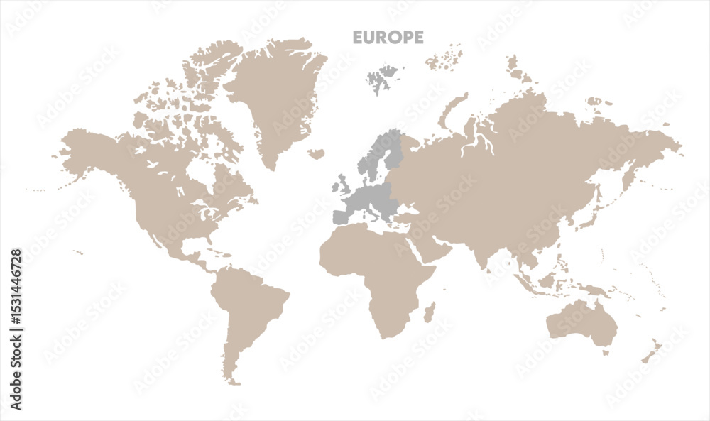 Naklejka premium Economic map of Europe in world-09, Map of Europe, highlighted on the world map, Europe on the world map, Satellite view, Europe location on the globe.