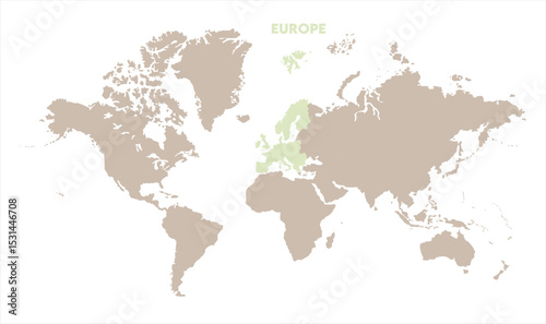 Economic map of Europe in world-08, Map of Europe, highlighted on the world map, Europe on the world map, Satellite view, Europe location on the globe.