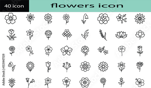 Modern Floral Vector Icon Set in Minimal Line Style, Elegant Flower Icons for Web and Print,
Minimal Line Art Floral Icon Collection,
Vector Flower Symbols in Thin Outline Style


