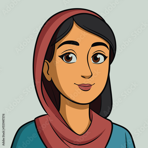 A Pakistani woman in her 30s, with a serene and contemplative expression, conveying inner peace and thoughtfulness.