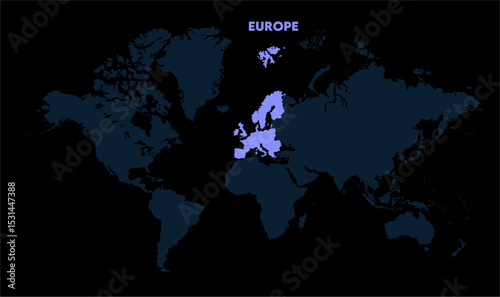 Europe continent map-10, Map of Europe, highlighted on the world map, Europe on the world map, Satellite view, Europe location on the globe.