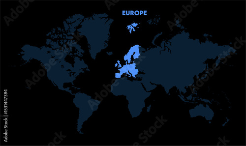 Europe continent map-11, Map of Europe, highlighted on the world map, Europe on the world map, Satellite view, Europe location on the globe.