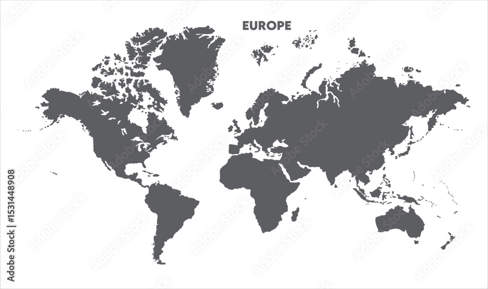 Naklejka premium Minimalist Europe map-09, Map of Europe, highlighted on the world map, Europe on the world map, Satellite view, Europe location on the globe.