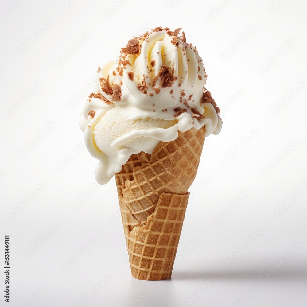 An isolated, ultra-detailed photograph of creamy ice cream cone Frosting on a white background An isolated, ultra-detailed photograph of creamy ice cream cone Frosting on a white background