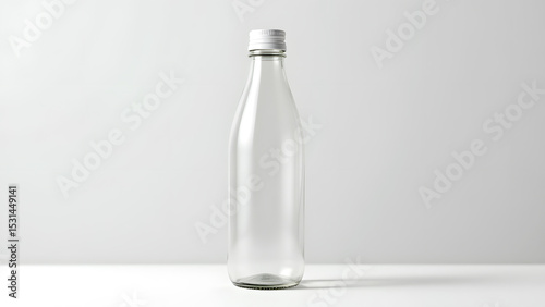 The Essence of Minimalism: A pristine glass bottle, its transparent form a canvas for purity. A minimalist ode to simplicity, inviting imagination and refreshment.
