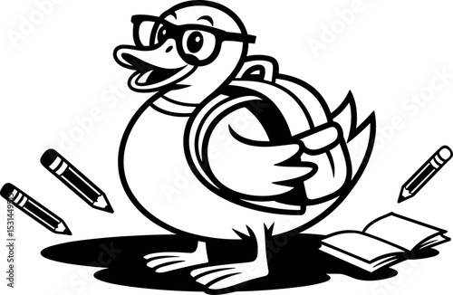 Duck in Backpack and Glasses