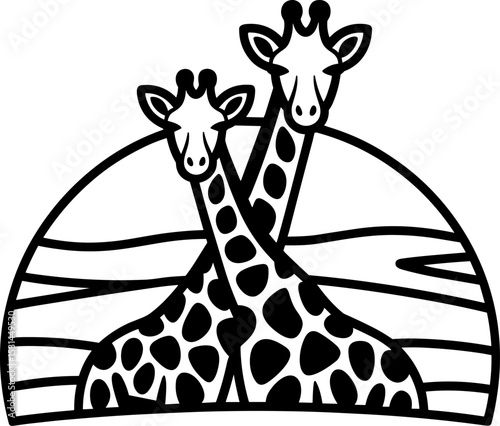 Two Giraffes Against Sunset