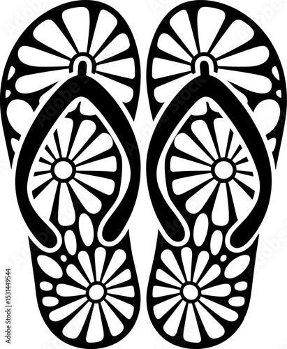 Flip Flops with Floral Pattern