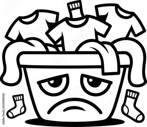 Laundry Basket with Frowning Face