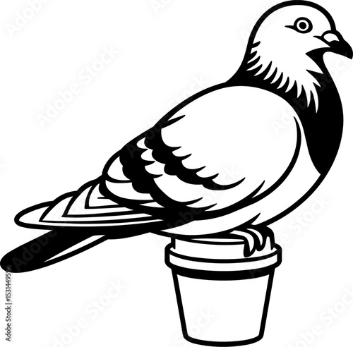 Pigeon on Espresso Cup