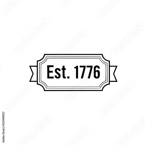 Decorative label design with "Est. 1776" text in classic style  dedicated to USA Independence day