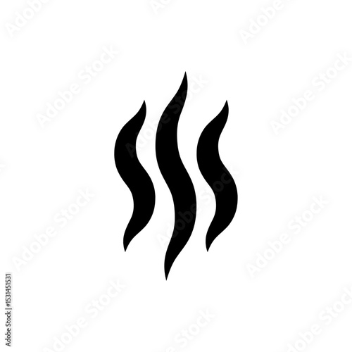 Steam or heat wave icon with three vertical wavy lines, isolated on white background, symbolizing warmth, vapor, heat, rising steam, cooking, or sauna-related visual elements.