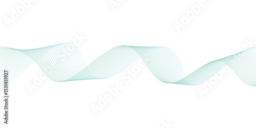 Abstract green lines on a white background. Modern technology wave design. Vector illustration.	